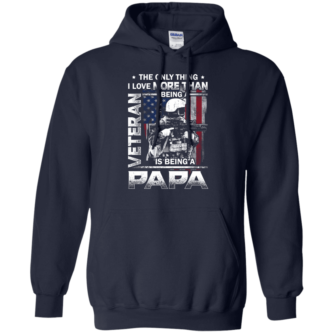 Military T-Shirt "I love Being A Papa Veteran Men" Front-TShirt-General-Veterans Nation