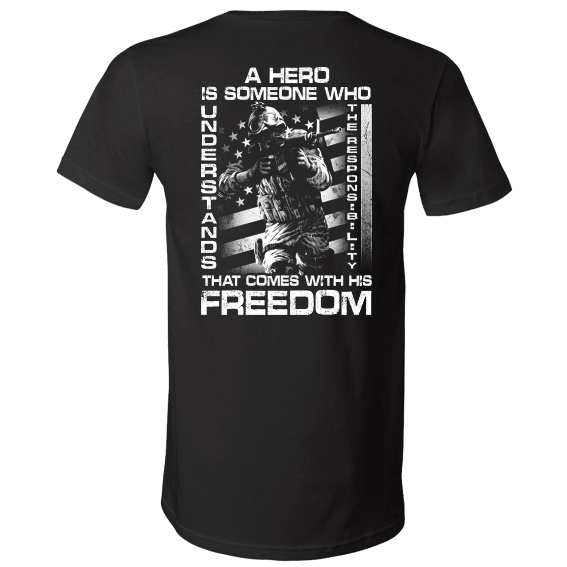 Military T-Shirt "Veteran - A Hero Is Someone Who Understands The Responsibility" - Men Back-TShirt-General-Veterans Nation