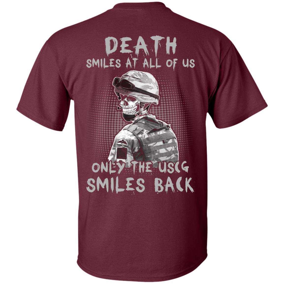 Death Smiles At All Of Us - Only The US Coast Guard Smiles Back Men T Shirt On Back-TShirt-USCG-Veterans Nation