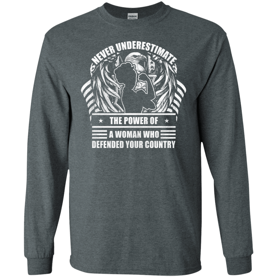 Military T-Shirt "Female Veteran - Never Underestimate A Woman Who Defended Your Country Women" Front-TShirt-General-Veterans Nation