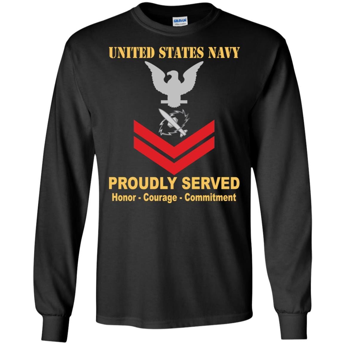Navy Missile Technician Navy MT E-5 Rating Badges Proudly Served T-Shirt For Men On Front-TShirt-Navy-Veterans Nation