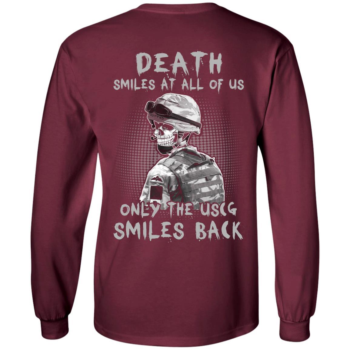 Death Smiles At All Of Us - Only The US Coast Guard Smiles Back Men T Shirt On Back-TShirt-USCG-Veterans Nation