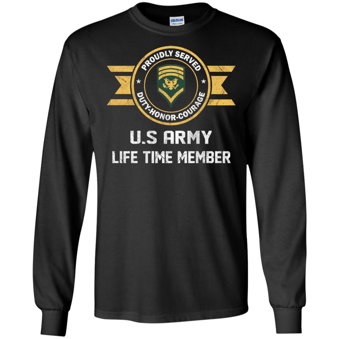 Life Time Member - US Army E-8 SPC E8 Specialist Ranks Men T Shirt On Front-TShirt-Army-Veterans Nation