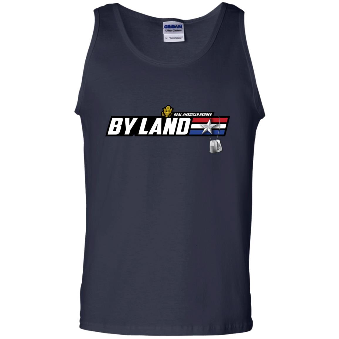 US Army T-Shirt "Real American Heroes By Land" O-7 Brigadier General(BG) On Front-TShirt-Army-Veterans Nation