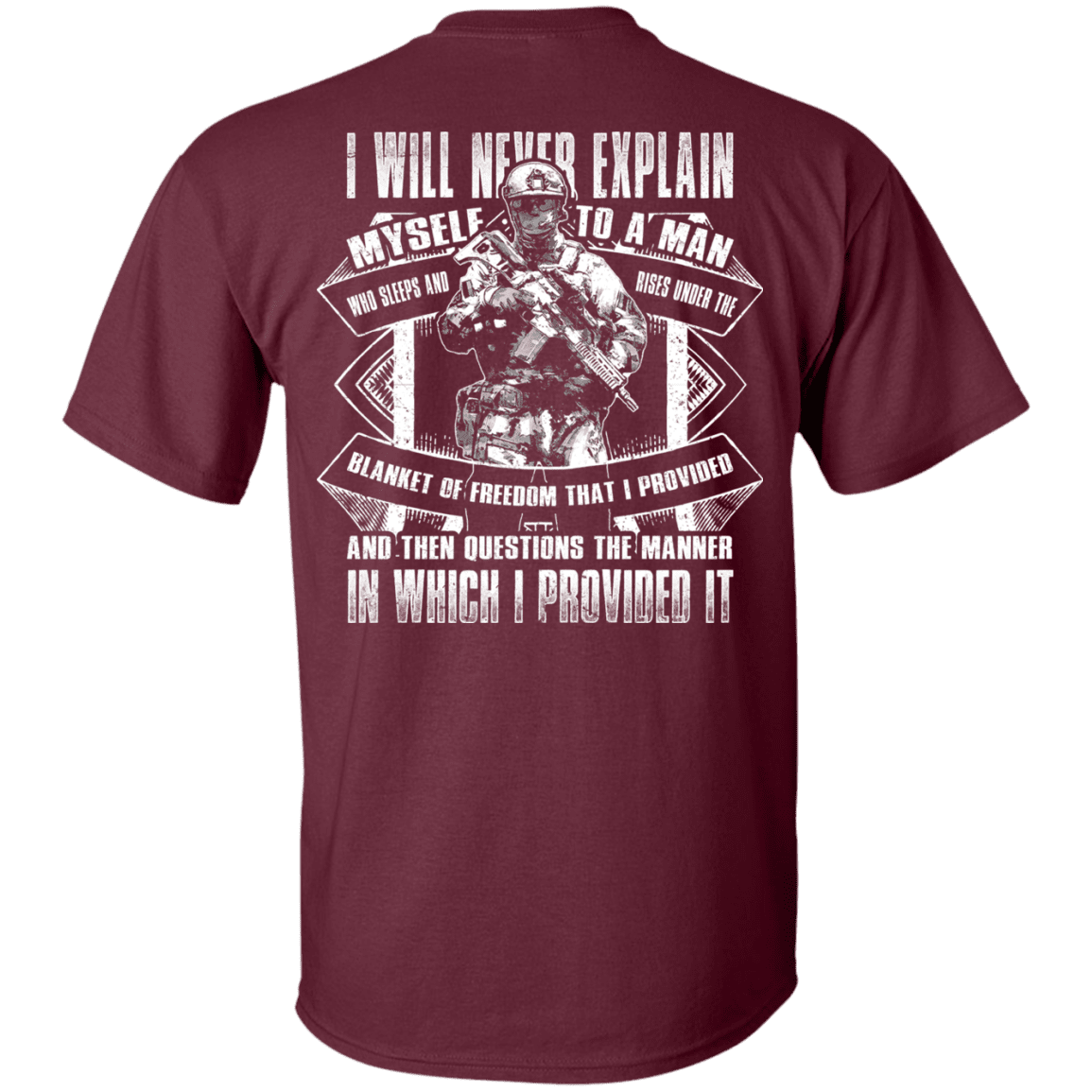 Military T-Shirt "I will never explain myself to a man" Men Back-TShirt-General-Veterans Nation