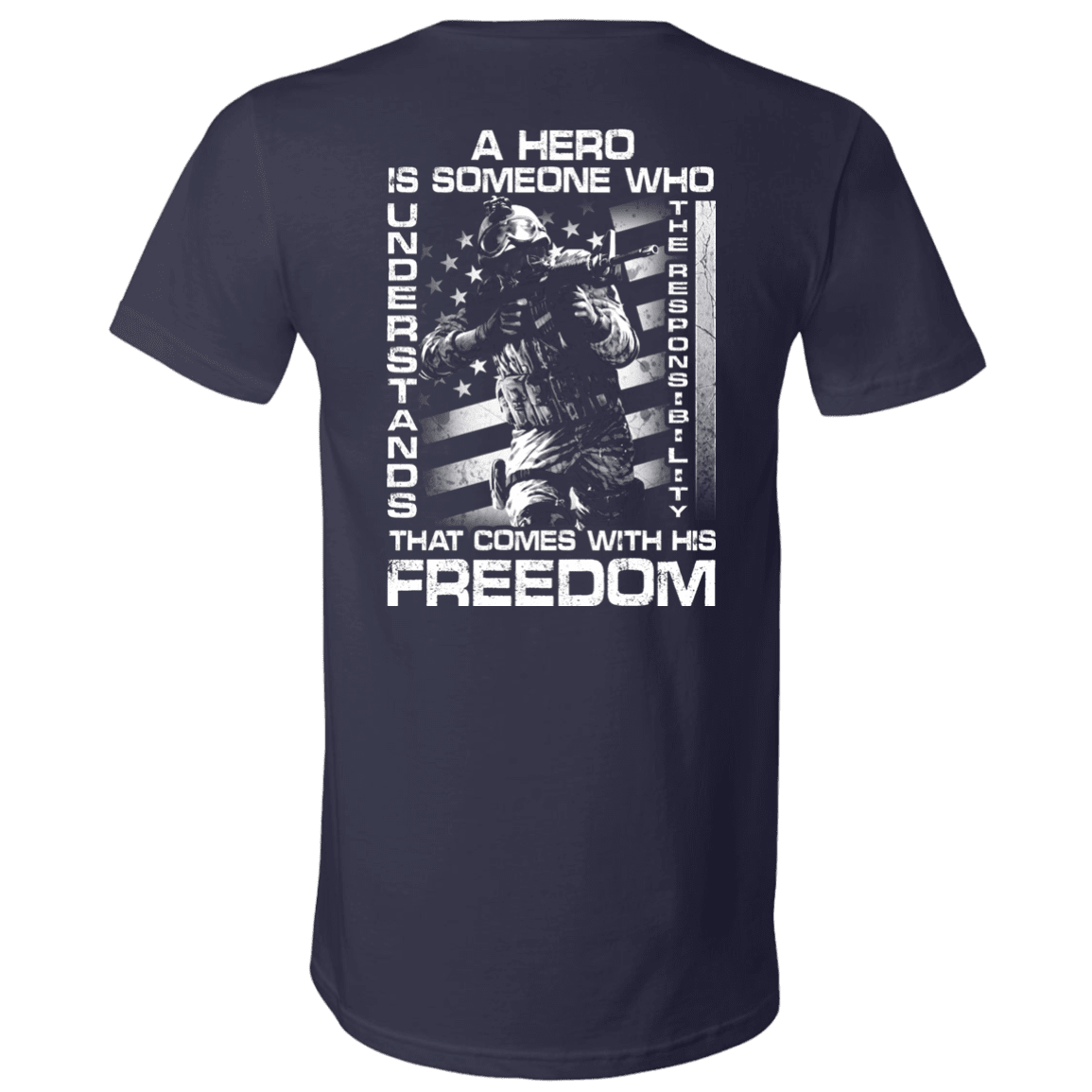 Military T-Shirt "Veteran - A Hero Is Someone Who Understands The Responsibility" - Men Back-TShirt-General-Veterans Nation