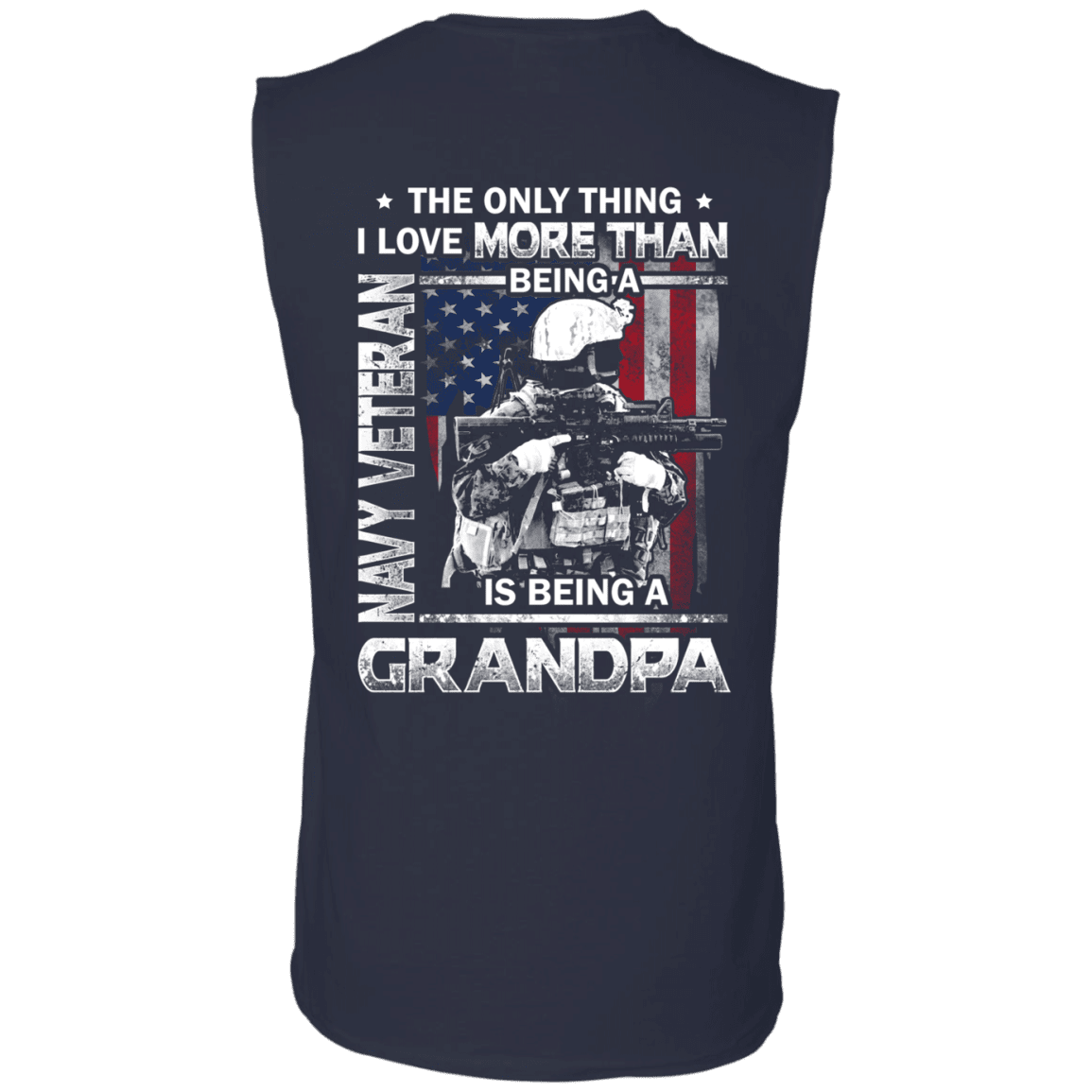 Navy Veteran I love Being A Grandpa Men Back T Shirts-TShirt-Navy-Veterans Nation