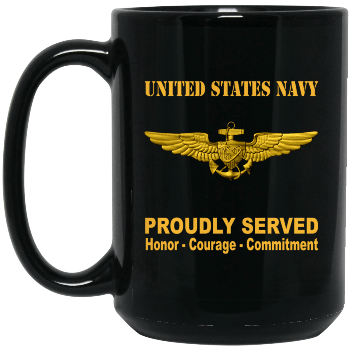 U.S. Navy Naval Astronaut Badge 11 oz - 15 oz Black Mug-Mug-Navy-Badge-Veterans Nation