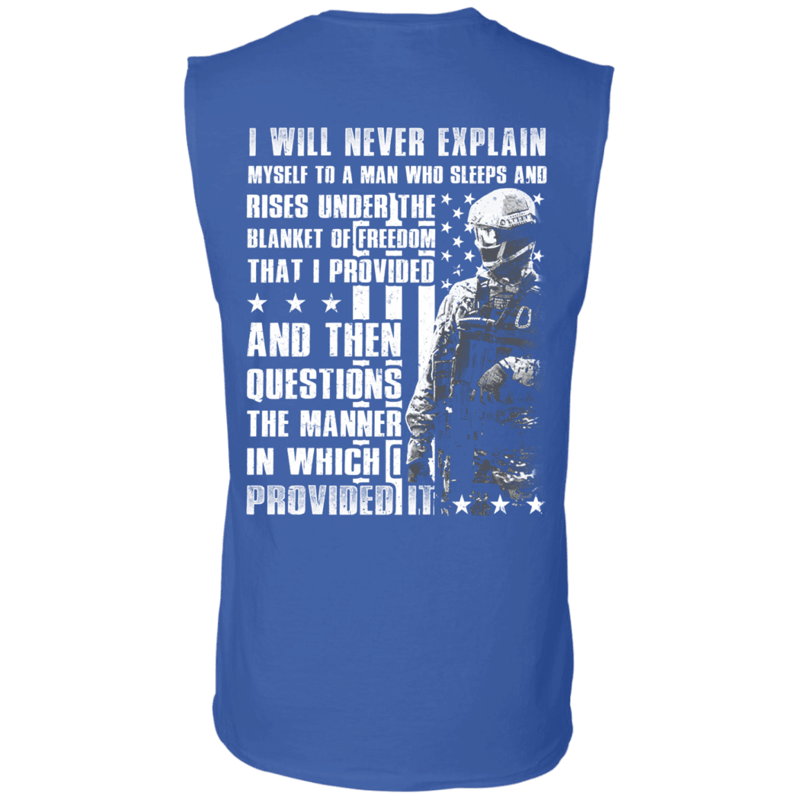 Military T-Shirt "Veteran - I Will Never Explain Myself To A Man" - Men Back-TShirt-General-Veterans Nation