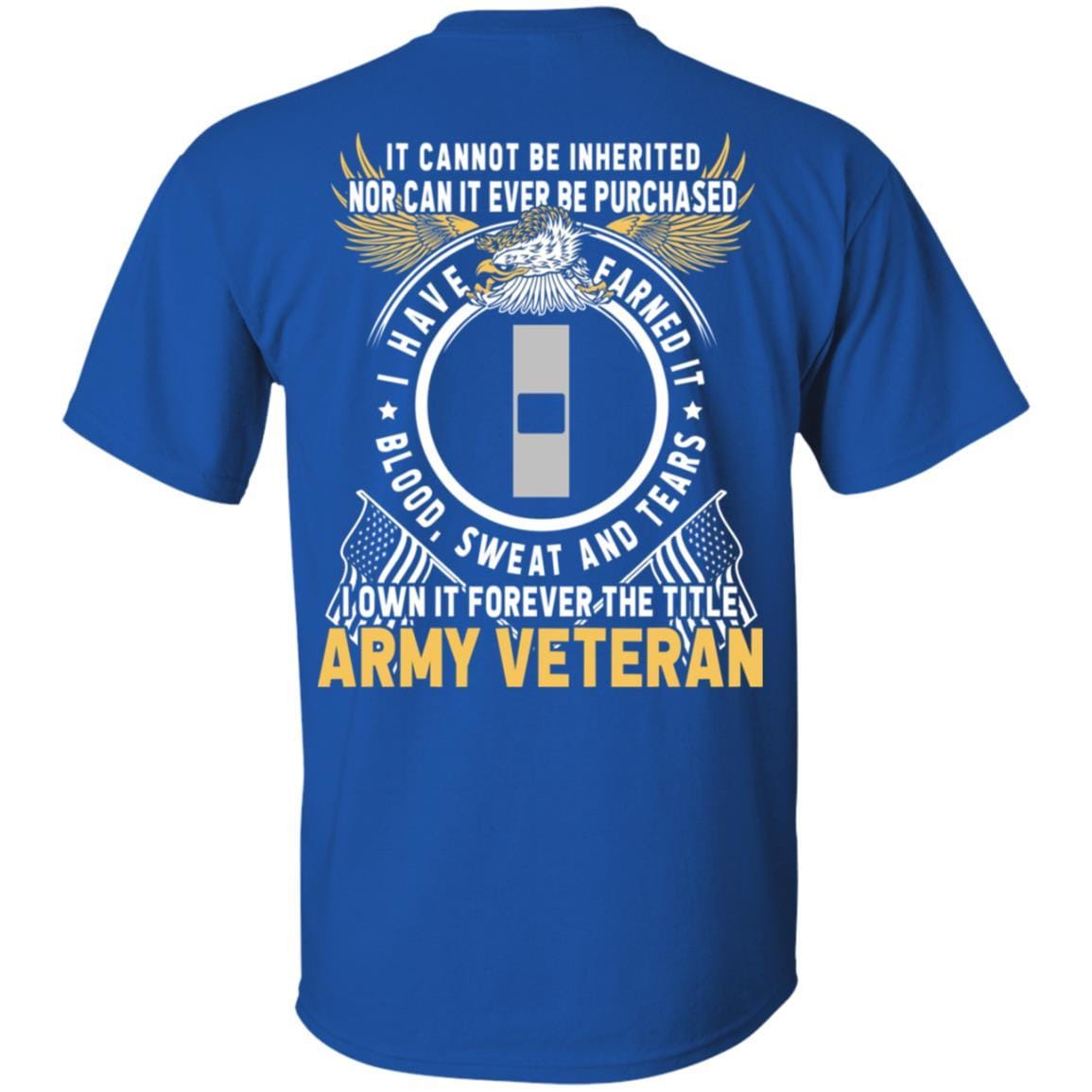 US Army W-1 Warrant Officer 1 W1 WO1 Warrant Officer Ranks T-Shirt For Men On Back-TShirt-Army-Veterans Nation