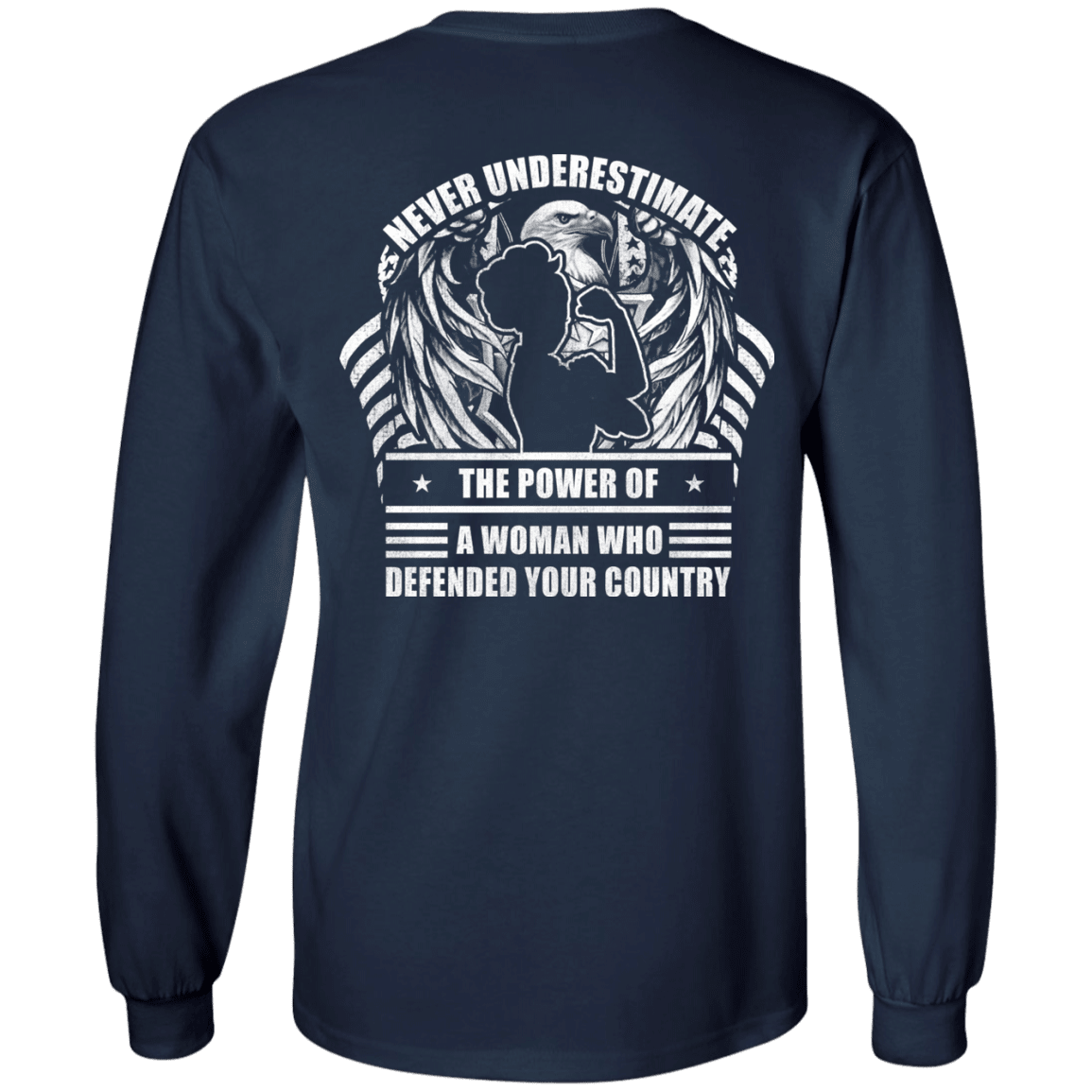 Military T-Shirt "Never Underestimate A Woman Who Defended Your Country Women Back"-TShirt-General-Veterans Nation