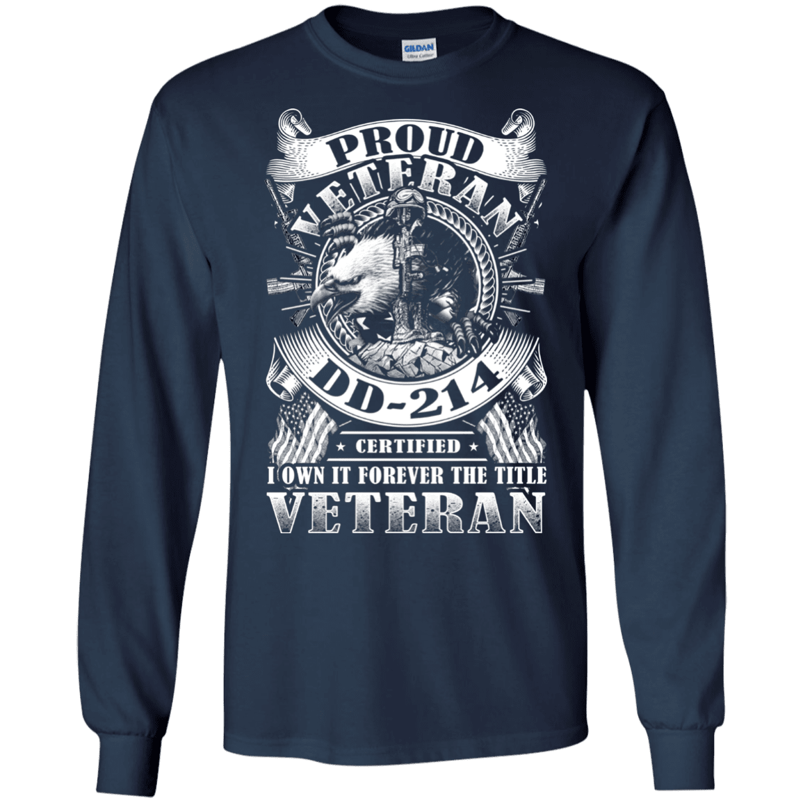 Military T-Shirt "Proud Veteran DD 214" Front-TShirt-General-Veterans Nation