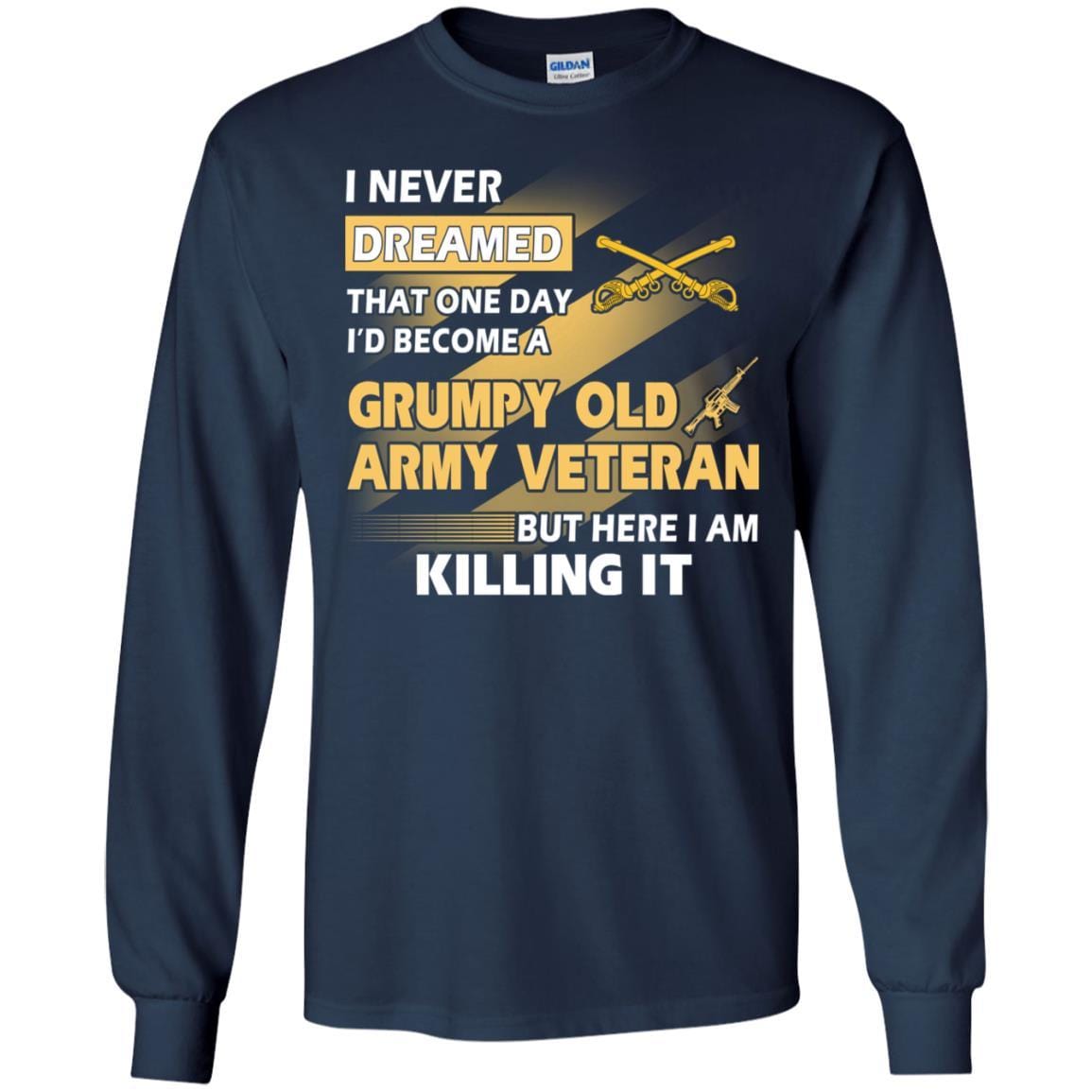 US Army T-Shirt "Cavalry Grumpy Old Veteran" On Front-TShirt-Army-Veterans Nation