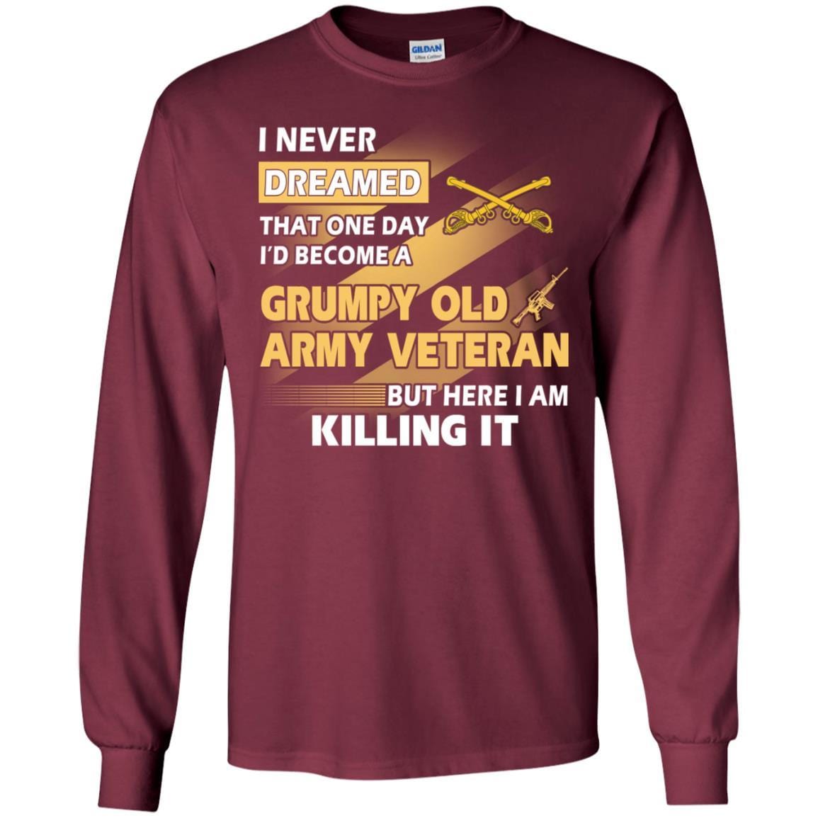 US Army T-Shirt "Cavalry Grumpy Old Veteran" On Front-TShirt-Army-Veterans Nation