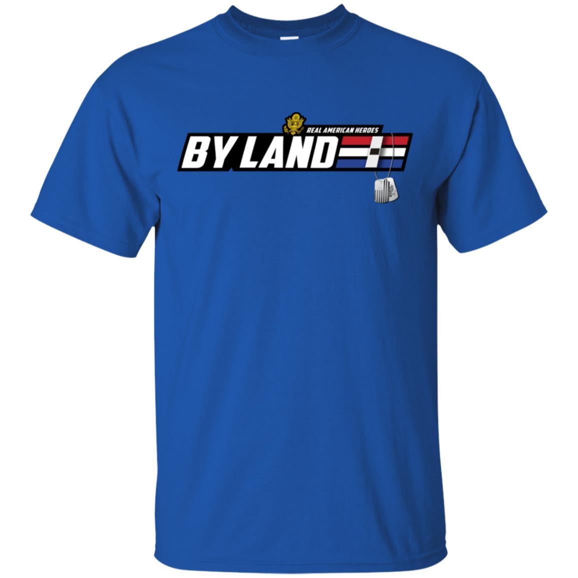 US Army T-Shirt "Real American Heroes By Land" W-1 Warrant Officer 1(WO1) On Front-TShirt-Army-Veterans Nation