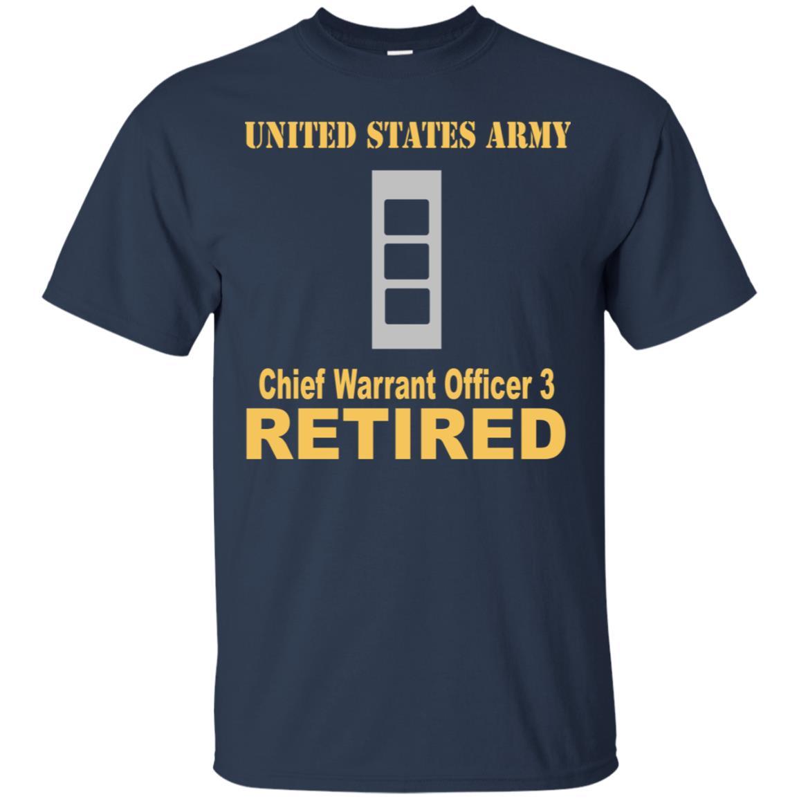 US Army W-3 Chief Warrant Officer 3 W3 CW3 Warrant Officer Retired Men T Shirt On Front-TShirt-Army-Veterans Nation