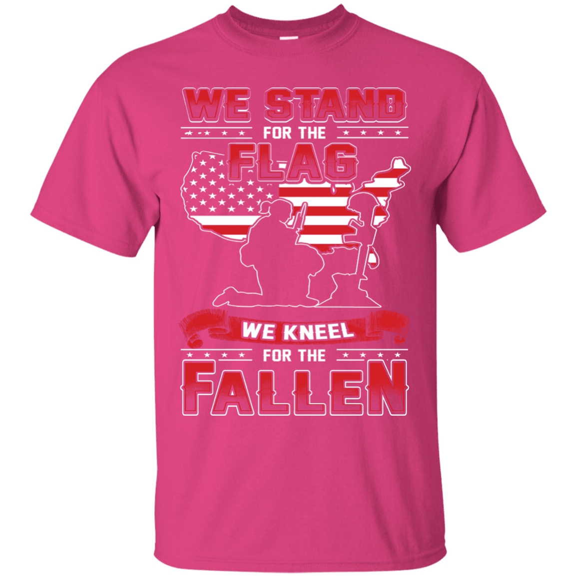 Military T-Shirt "We Stand For The Flag Knell For The Fallen Female Veteran" Front-TShirt-General-Veterans Nation