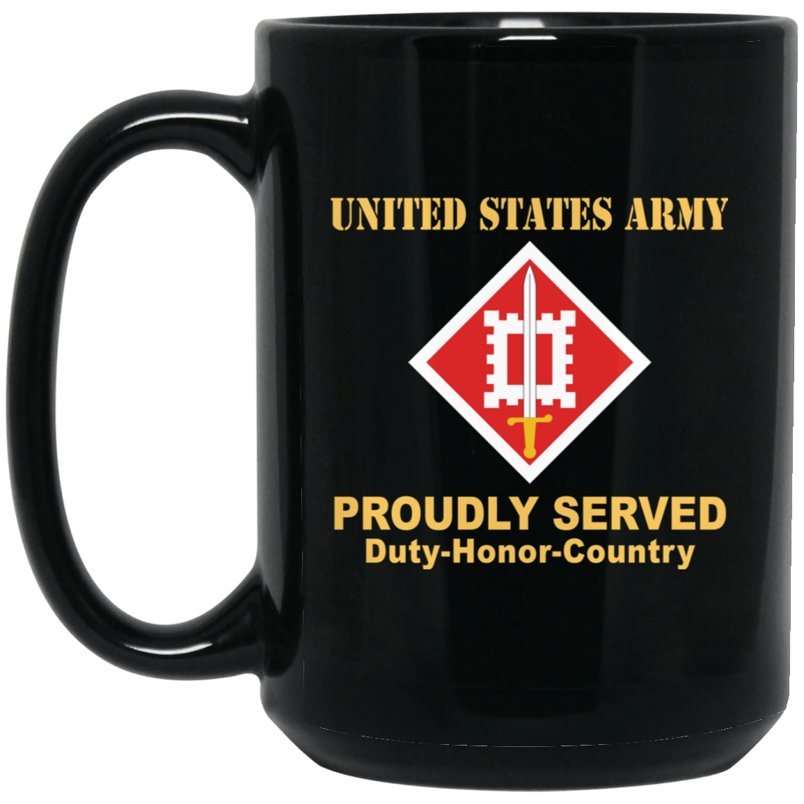 US ARMY 18TH ENGINEER BRIGADE- 11 oz - 15 oz Black Mug-Mug-Army-CSIB-Veterans Nation