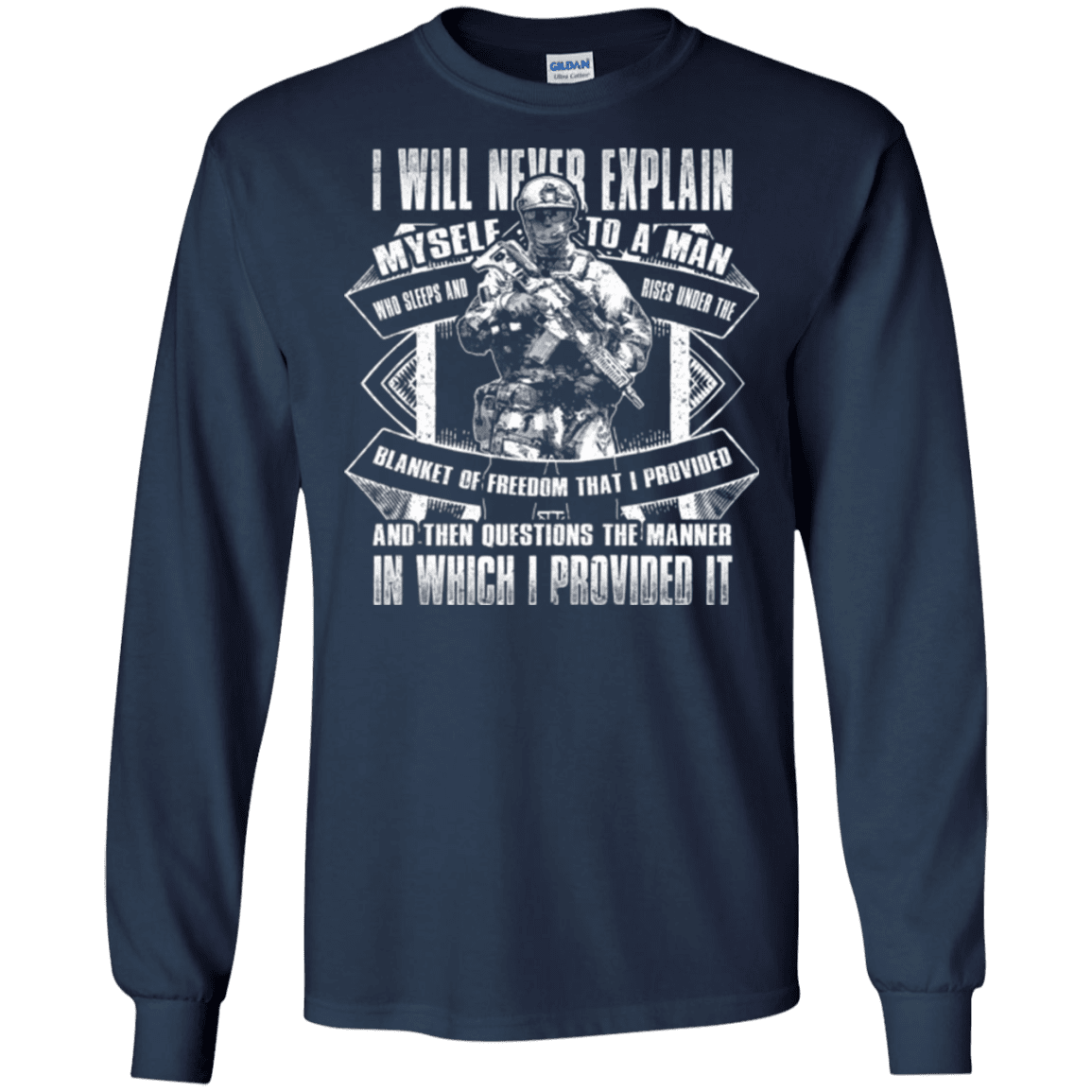 Military T-Shirt "I will never explain myself to a man" Front-TShirt-General-Veterans Nation