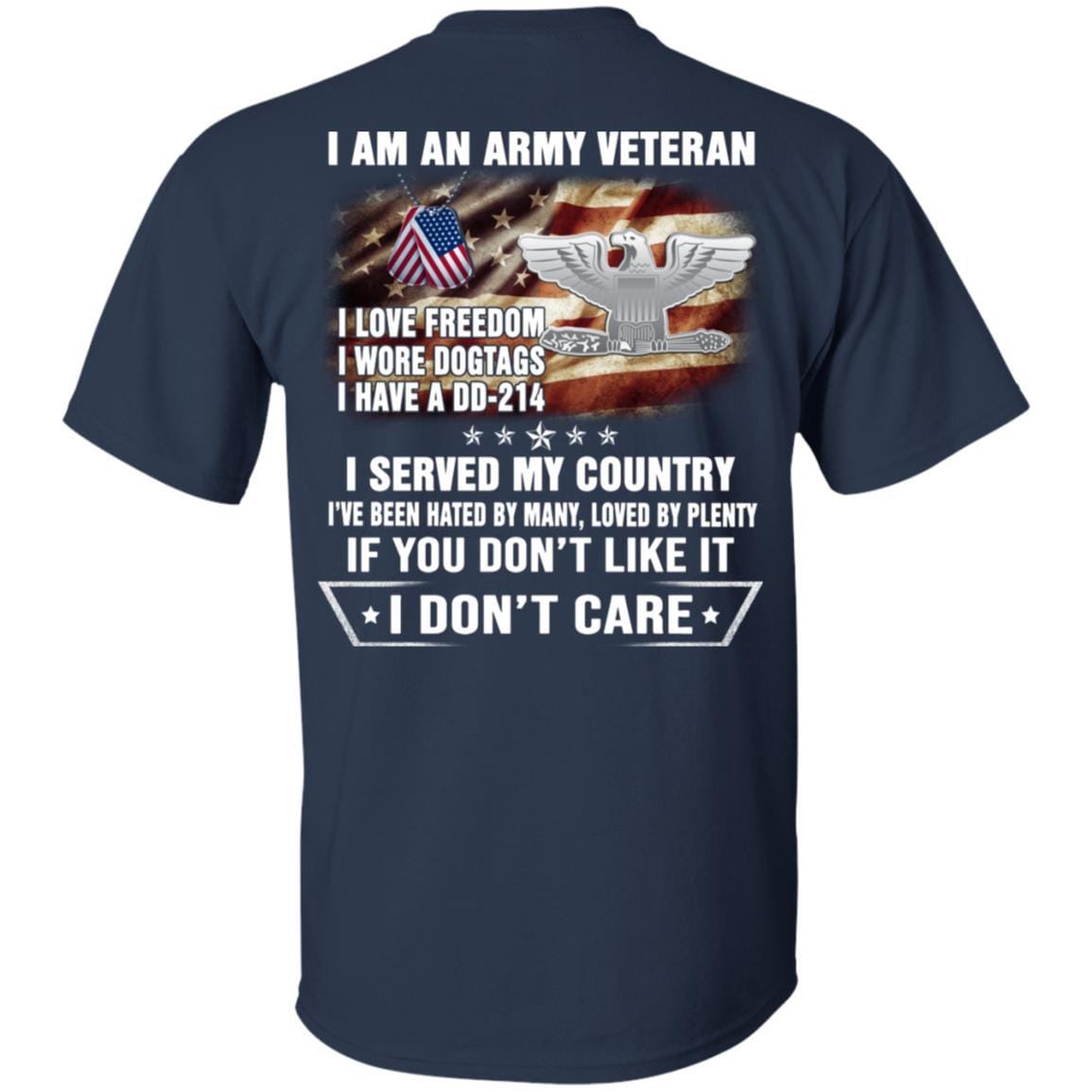 T-Shirt "I Am An Army Veteran" O-6 Colonel(COL)Rank On Back-TShirt-Army-Veterans Nation