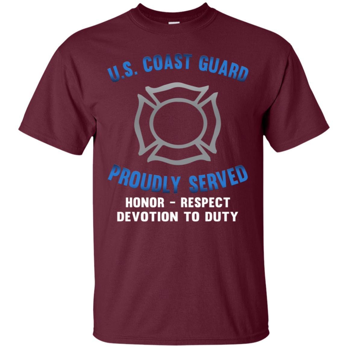 US Coast Guard Fire and Safety Specialist FF Logo Proudly Served T-Shirt For Men On Front-TShirt-USCG-Veterans Nation