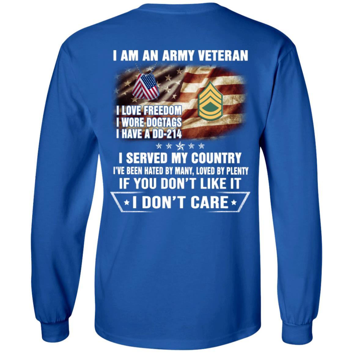 T-Shirt "I Am An Army Veteran" E-7 Sergeant First Class(SFC)Rank On Back-TShirt-Army-Veterans Nation