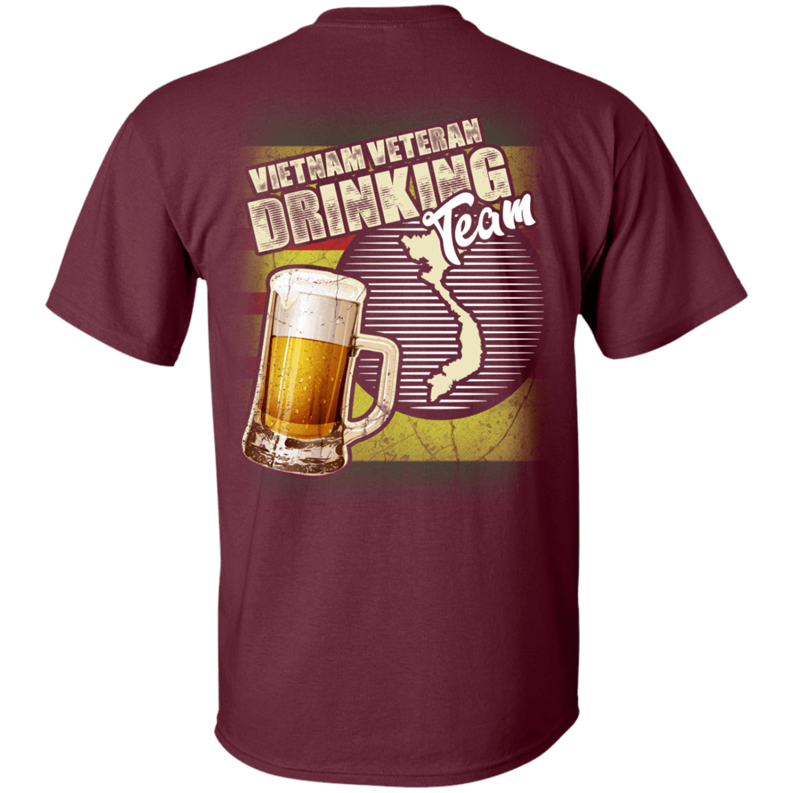 Military T-Shirt "Vietnam Veteran Drinking Bear Team Back"-TShirt-General-Veterans Nation