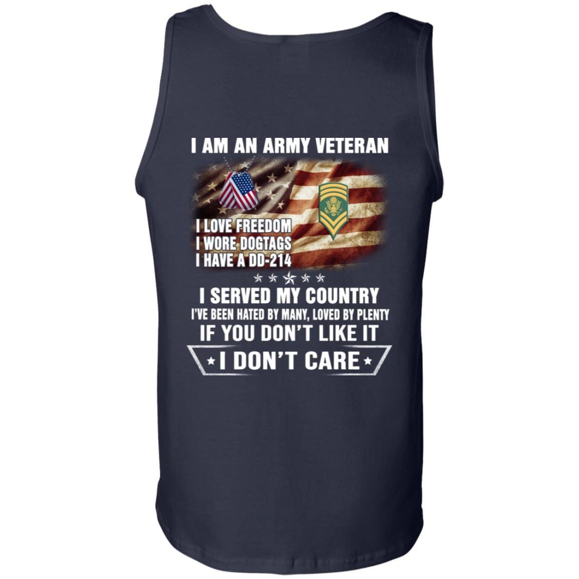 T-Shirt "I Am An Army Veteran" E-9 SPC(SP9)Rank On Back-TShirt-Army-Veterans Nation