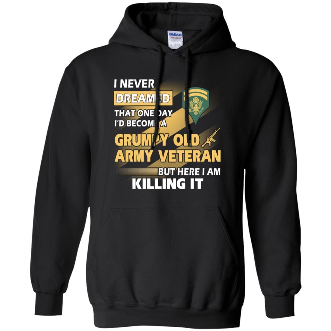 US Army T-Shirt "Grumpy Old Veteran" E-6 SPC(SP6) On Front-TShirt-Army-Veterans Nation