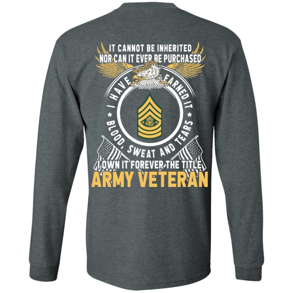 US Army E-9 Sergeant Major of the Army E9 SMA Noncommissioned Officer T-Shirt For Men On Back-TShirt-Army-Veterans Nation