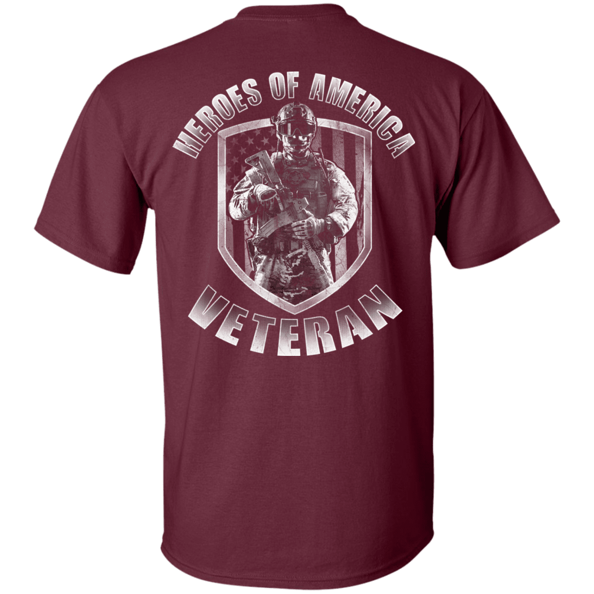 Military T-Shirt "Veteran - Heroes Of America" Men Back-TShirt-General-Veterans Nation