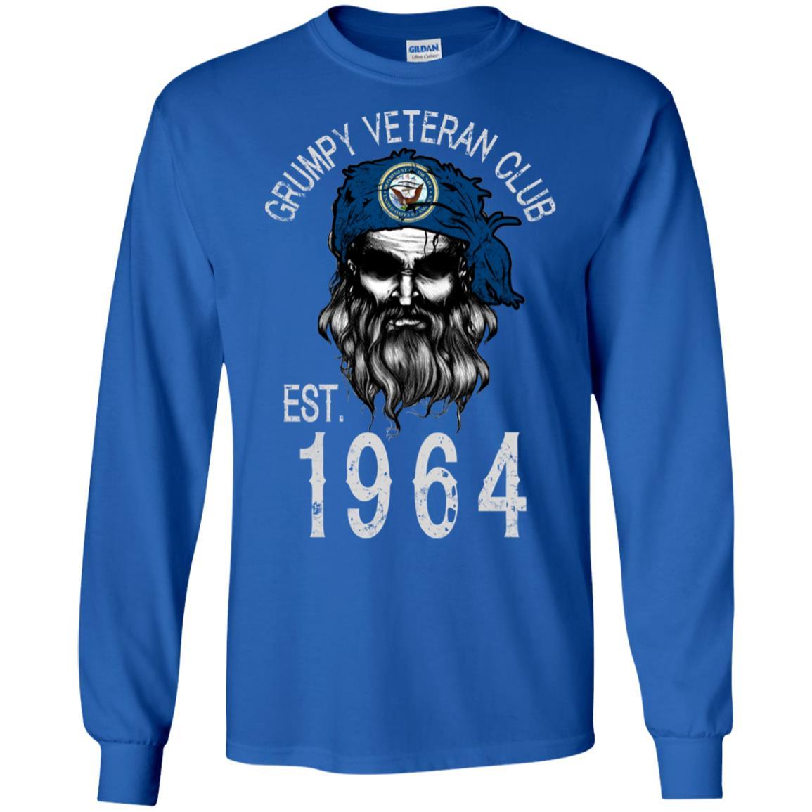 Grumpy Navy Veteran Club T-Shirt On Front-TShirt-Navy-Veterans Nation