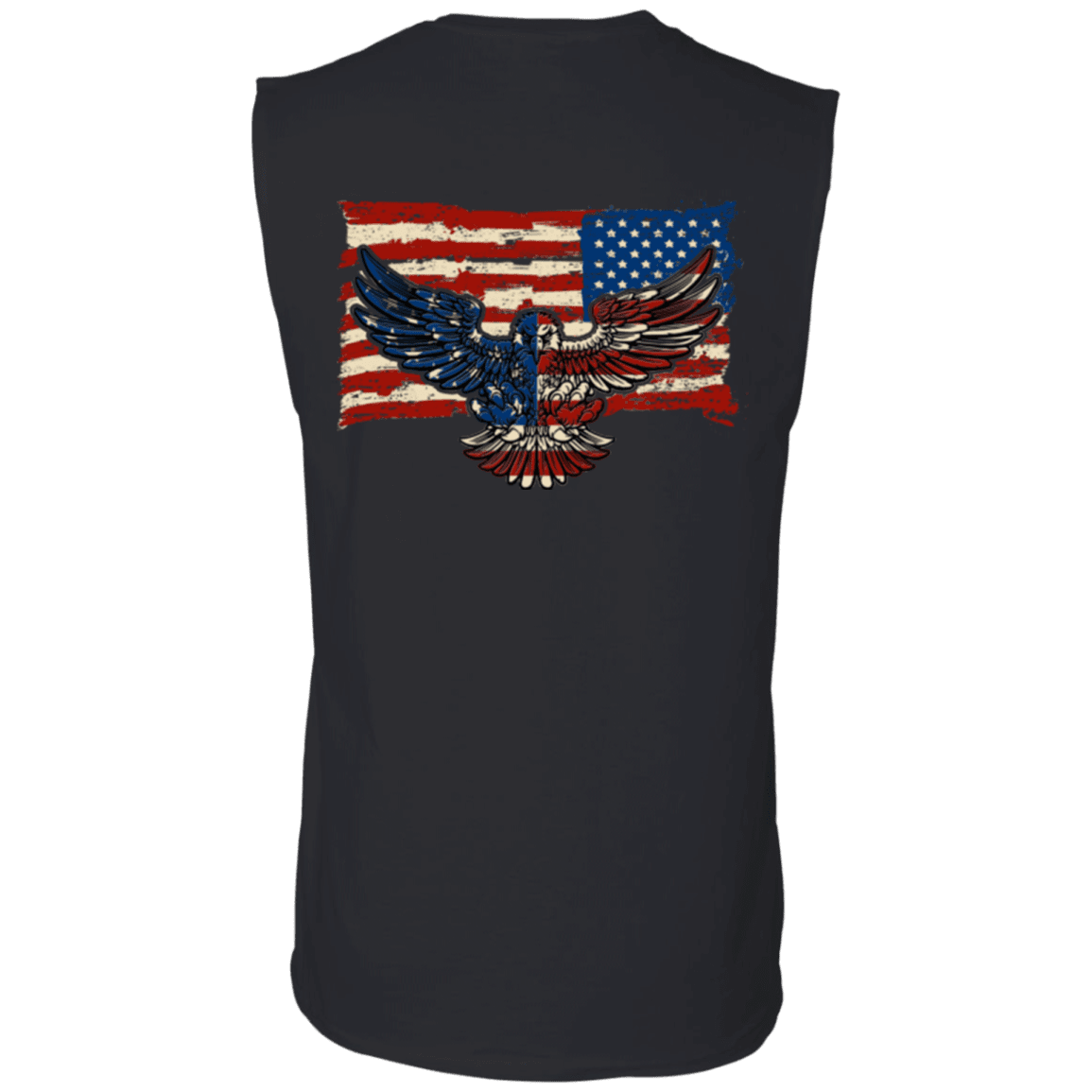 Military T-Shirt "Independence 4 of July Veteran Eagle Flag" Men Back-TShirt-General-Veterans Nation