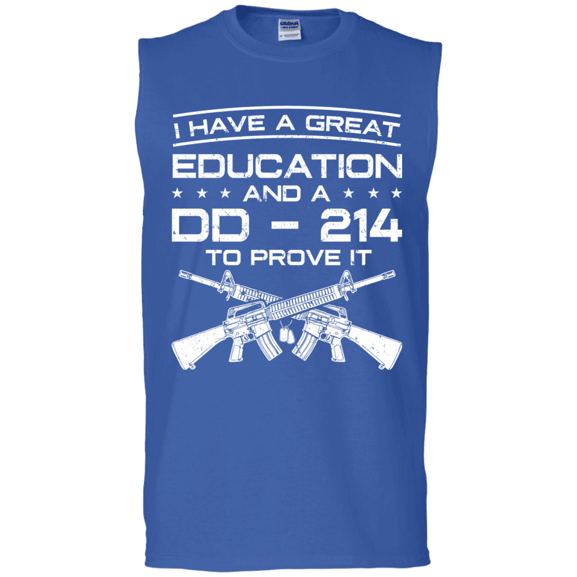 Military T-Shirt "I Have A Great Education And A DD 214 To Prove It - Men" Front-TShirt-General-Veterans Nation