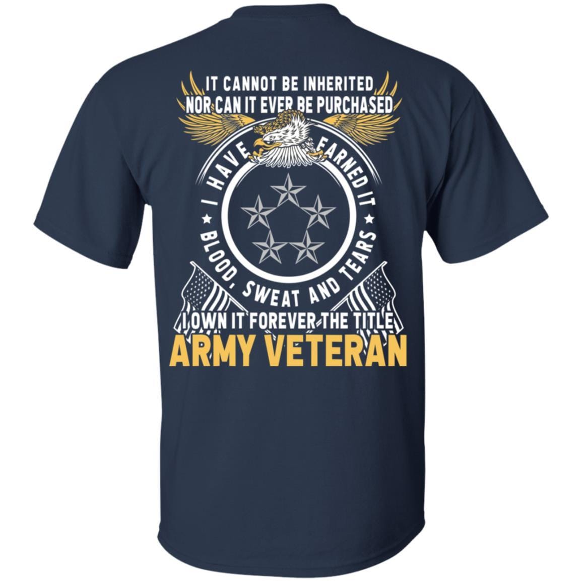 US Army O-10 General of the Army O10 GA General Officer Ranks T-Shirt For Men On Back-TShirt-Army-Veterans Nation