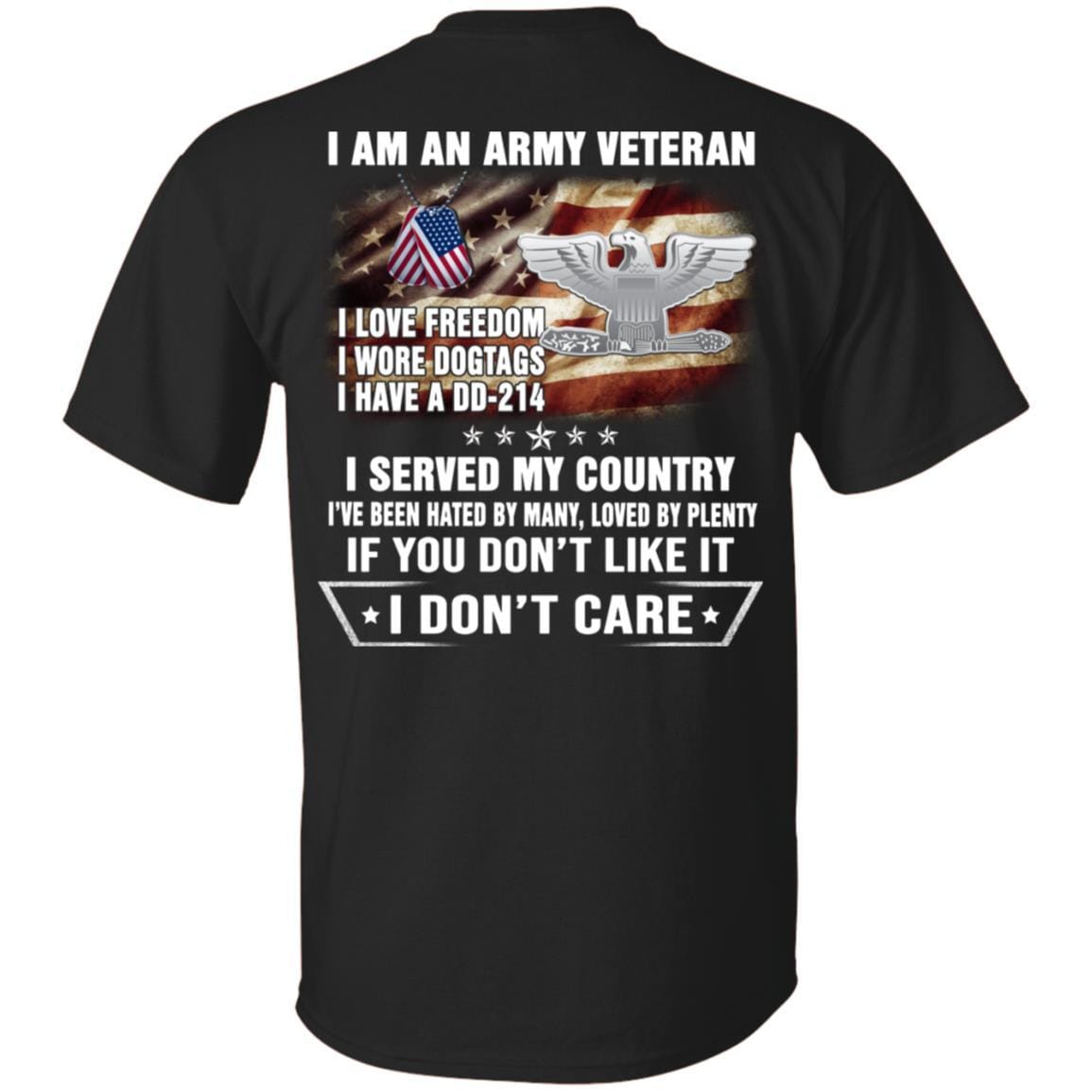 T-Shirt "I Am An Army Veteran" O-6 Colonel(COL)Rank On Back-TShirt-Army-Veterans Nation