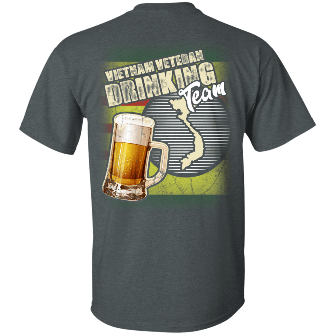 Military T-Shirt "Vietnam Veteran Drinking Bear Team Back"-TShirt-General-Veterans Nation