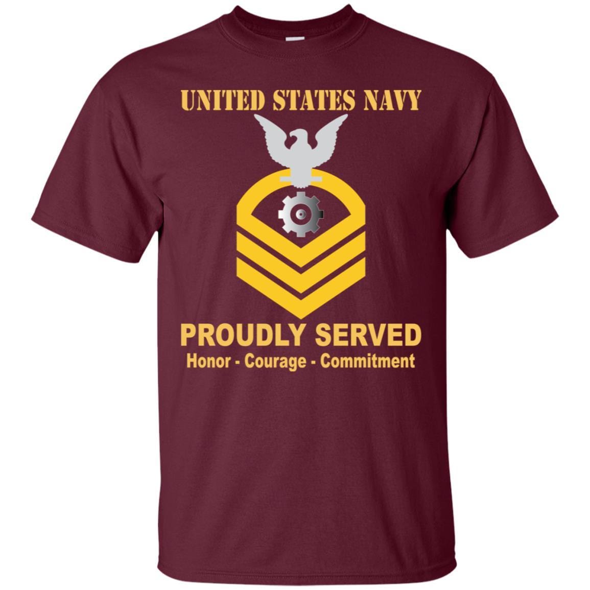 U.S Navy Engineman Navy EN E-7 Rating Badges Proudly Served T-Shirt For Men On Front-TShirt-Navy-Veterans Nation