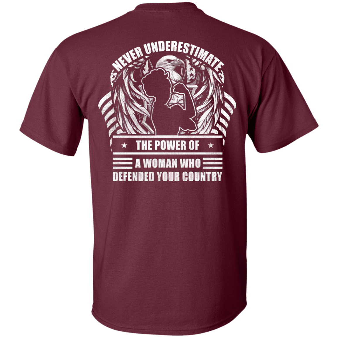 Military T-Shirt "Never Underestimate A Woman Who Defended Your Country Women Back"-TShirt-General-Veterans Nation