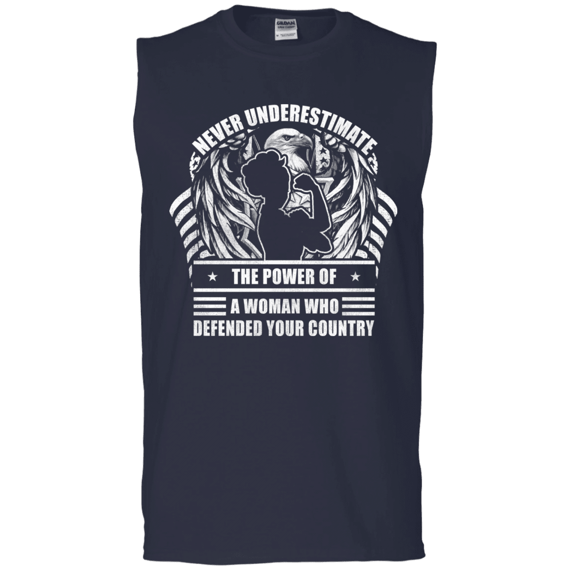 Military T-Shirt "Female Veteran - Never Underestimate A Woman Who Defended Your Country Women" Front-TShirt-General-Veterans Nation