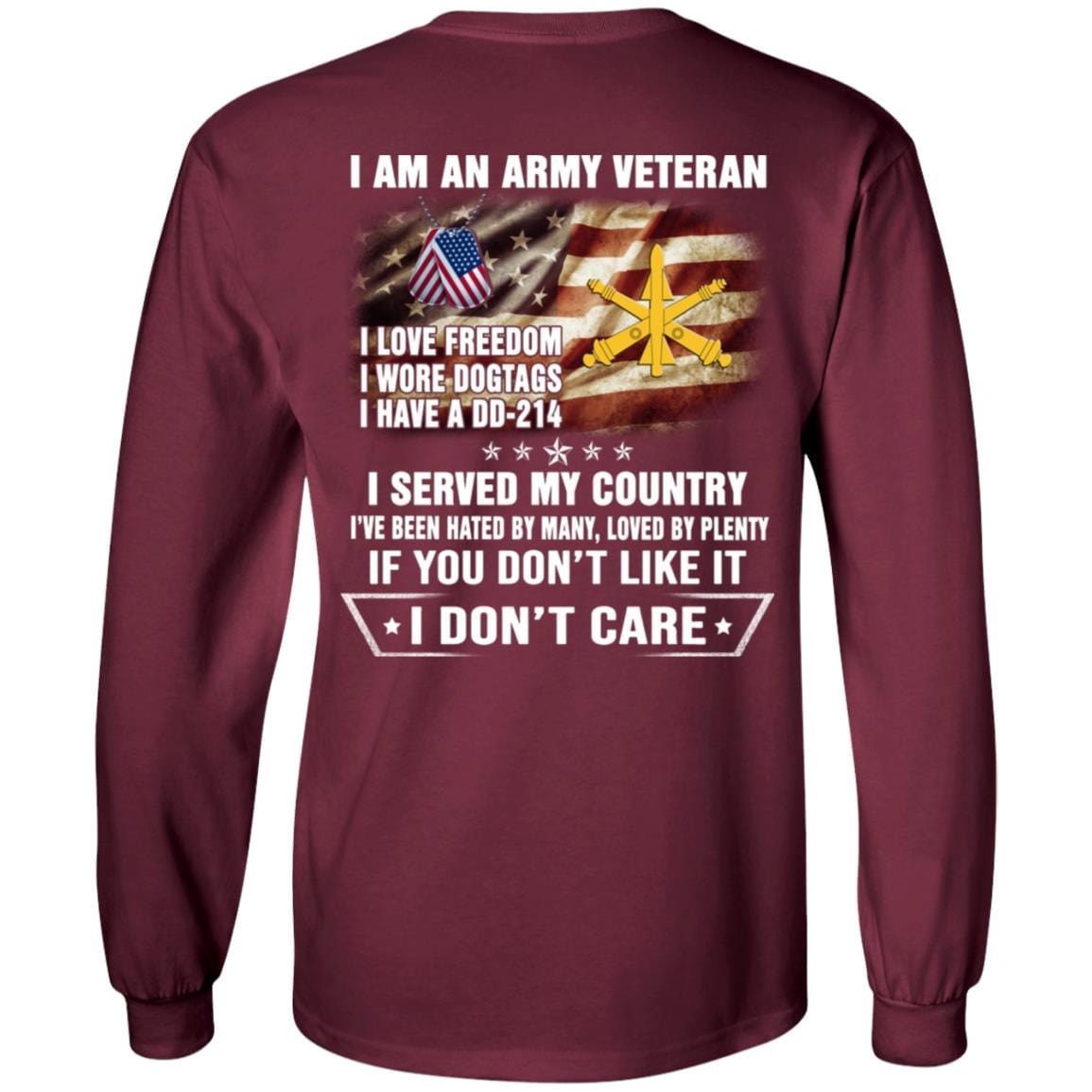 T-Shirt "I Am An Army Air Defense Artillery Veteran" On Back-TShirt-Army-Veterans Nation