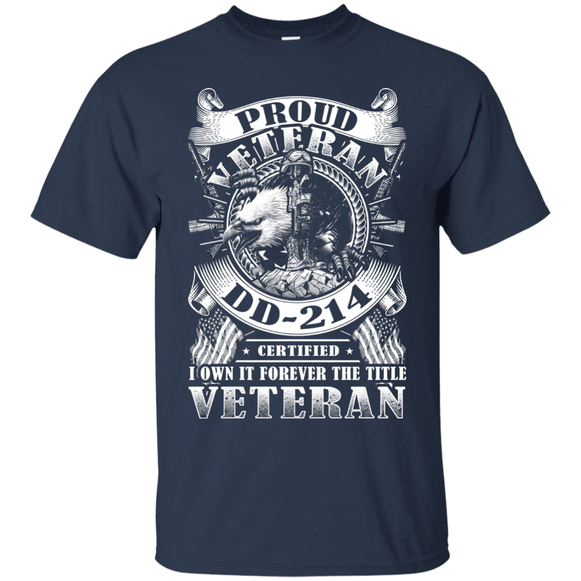 Military T-Shirt "Proud Veteran DD 214" Front-TShirt-General-Veterans Nation