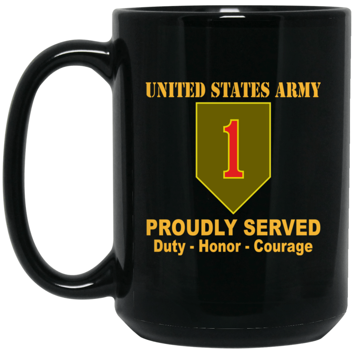 US Army 1st Infantry Big Red One 11 oz - 15 oz Black Mug-Mug-Army-CSIB-Veterans Nation