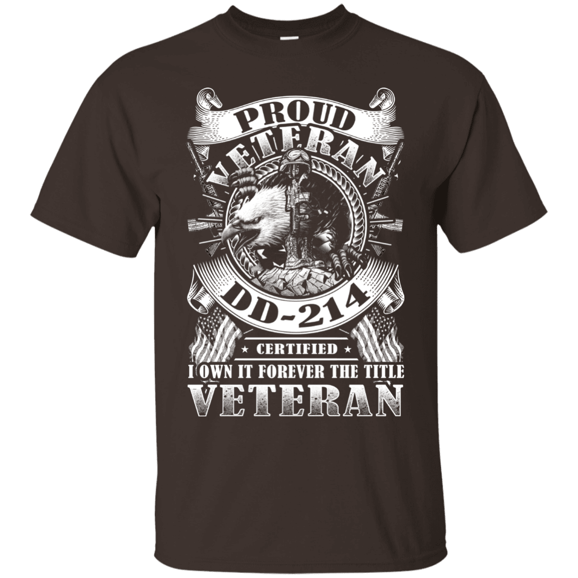 Military T-Shirt "Proud Veteran DD 214" Front-TShirt-General-Veterans Nation