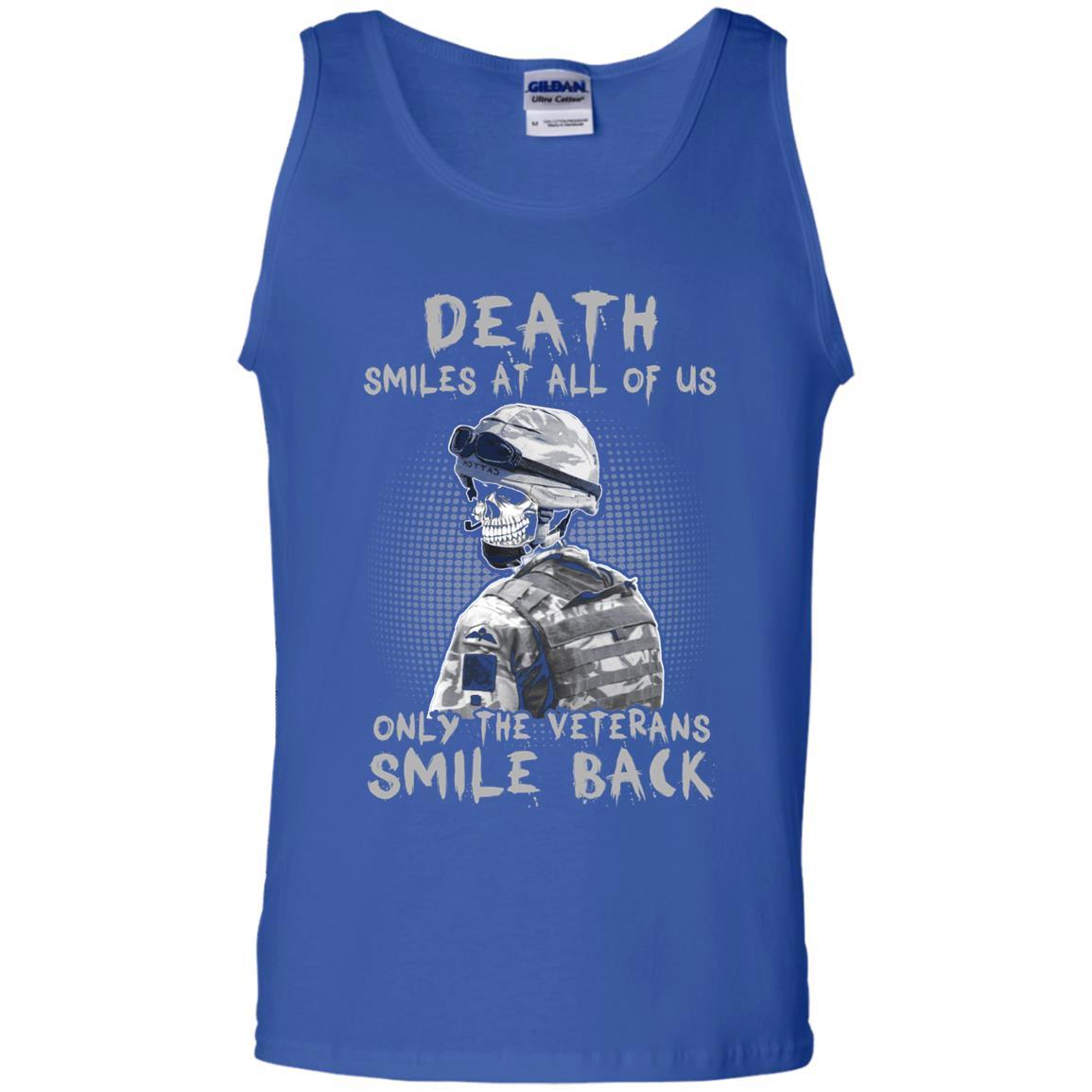 Military T-Shirt "Death Smiles At All Of Us - Only The Veterans Smile Back Men On" Front-TShirt-General-Veterans Nation