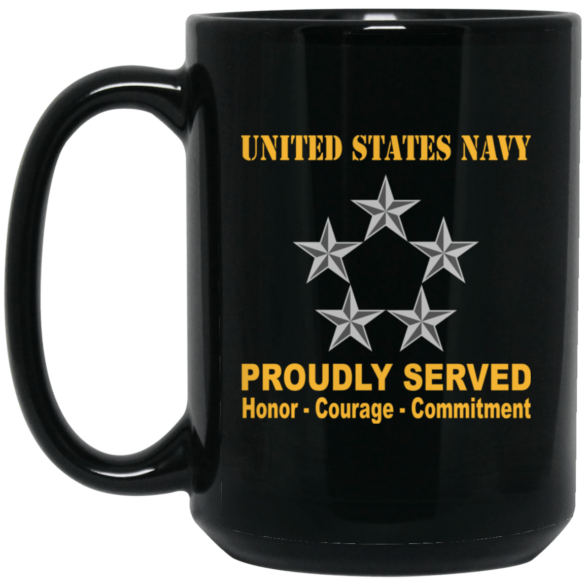 US Navy O-11 Fleet Admiral O11 FADM Flag Officer Ranks Proudly Served Black Mug 11 oz - 15 oz-Mug-Navy-Officer-Veterans Nation