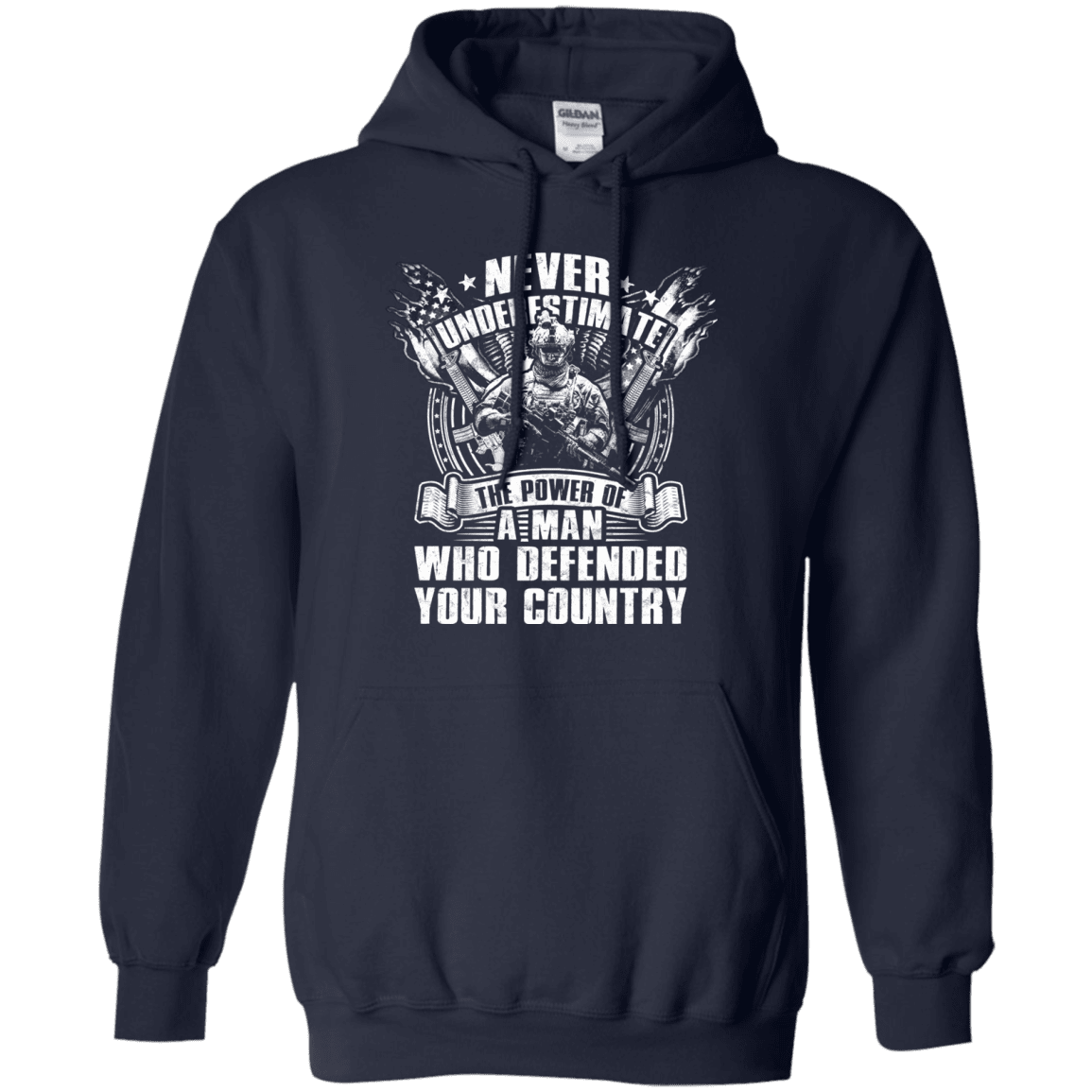 Military T-Shirt "Never Underestimate The Power of Man Defended Country Men" Front-TShirt-General-Veterans Nation