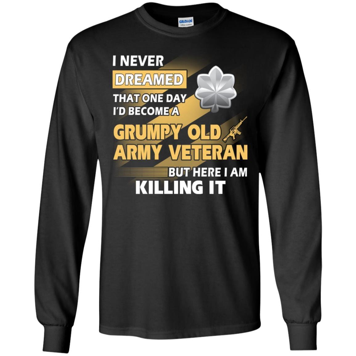 US Army T-Shirt "Grumpy Old Veteran" O-5 Lieutenant Colonel(LTC) On Front-TShirt-Army-Veterans Nation