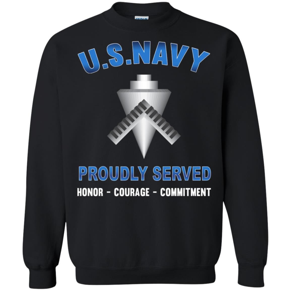 U.S Navy Builder Navy BU - Proudly Served T-Shirt For Men On Front-TShirt-Navy-Veterans Nation