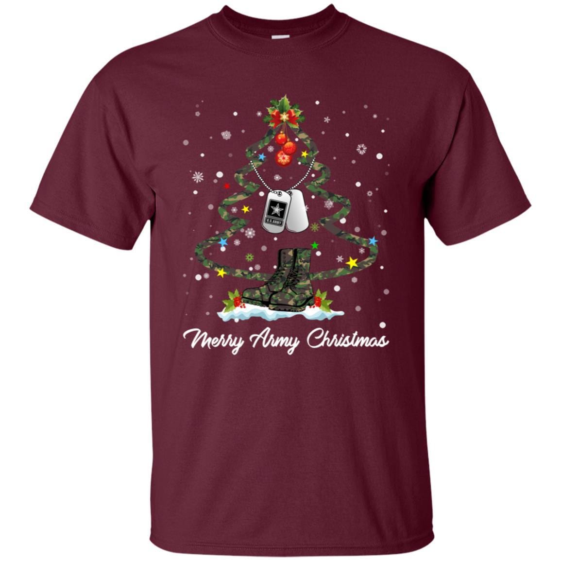 Merry Army Christmas T-Shirt For Men On Front-TShirt-Army-Veterans Nation